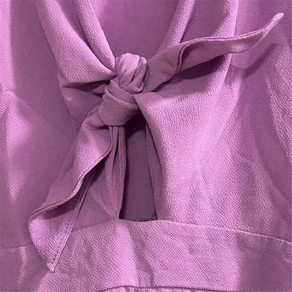 AGQT Women's Medium Purple Tie Front Romper Short Sleeve Casual - Picture 2 of 14